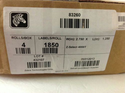 Zebra Z-Select Labels (2.75&#034;x1.25&#034;) (1850 per roll) (4 rolls) 83260