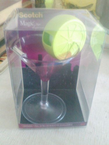 Scotch magic tape dispenser .martini glass and lime.brand new from 3M