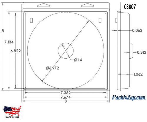 C8807: 115 - 8&#034;H x 8&#034;W x 2.3&#034;D Clamshell Packaging Clear Plastic Blister Pack