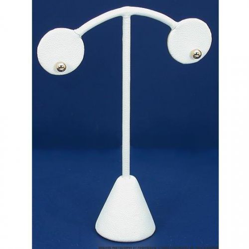 White Faux Leather Earring Display Stand Case 4.5&#034;