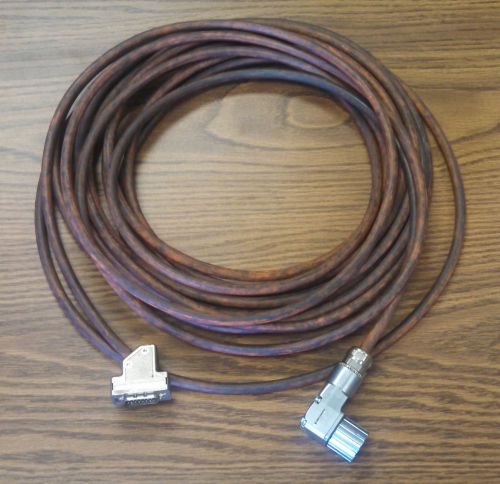 Indramat 15 pin d male to 90 degree 11 pin round servo cable used 12.5 meter for sale