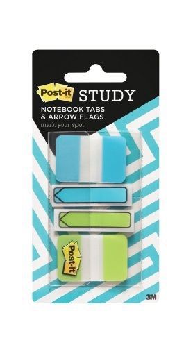 Post-it Notebook Tabs and Arrow Flags, Teal and Lime, 24-1 Inch Tabs , 40-1/2