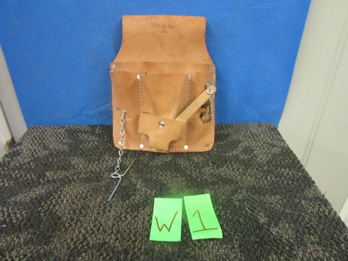 ESTEX ELECTRICIANS TOOL BELT POUCH 5 POCKET TAPE KNIFE LEATHER TRADE WORK USED