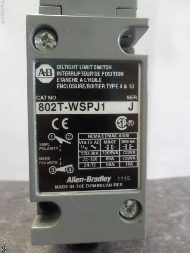 New Allen Bradley 802T-WSPJ1 OilTight Limit Switch Series J