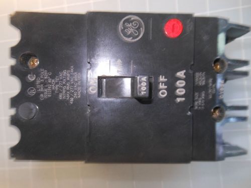 Ge tey3100  100 amp 480 volt 3 pole circuit breaker for sale