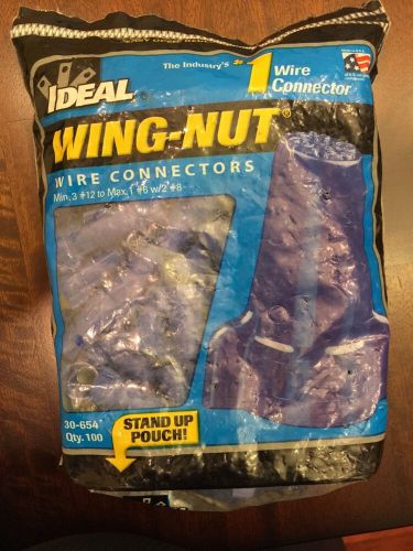 Blue wire nut connector bag of 100 ideal 30-654 wing-nut 454 large blue 600 volt for sale