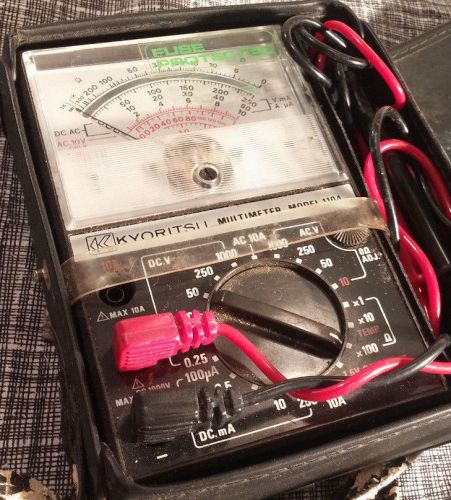 Kyoritsu Multimeter Model 1104 Fuse Protected  w/ Case Cables &amp; Manual vtg