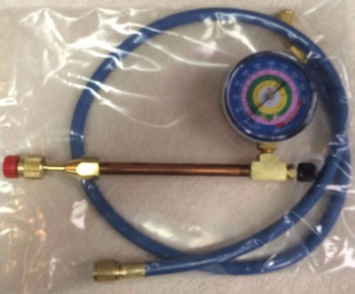 Gauge refrigeration, charging hose, for 30 &amp; 15 lb cans r410a, r22 &amp; r404a, hp62 for sale