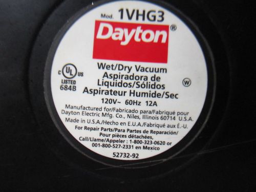 Dayton wet/dry 2 stage vacuum head 55 gal (1vhg3) for sale