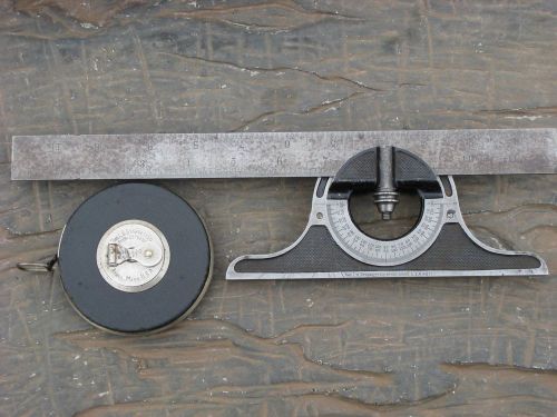 Starrett  No. 12 Inclinometer &amp; Starrett No. 530 - 50 ft Steel &#034;quick read&#034; tape