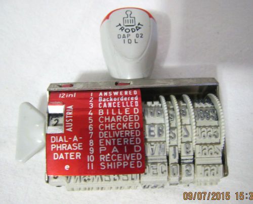 Vintage Trodat Austrian Dial-A-Phrase Dater Rubber Stamp