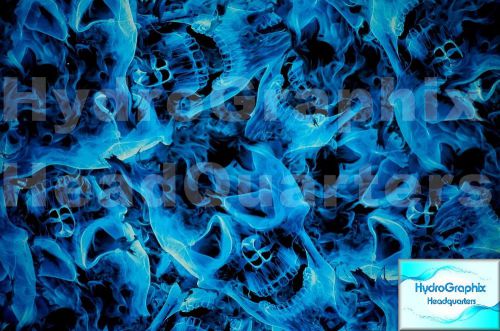 Blue Flaming Skulls Hydrographic Films, High Quality! FREE Shipping!014B