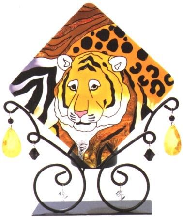 Joan Baker AFRICAN SAFARI Tiger Jeweled Tealight Candle Holder Zebra