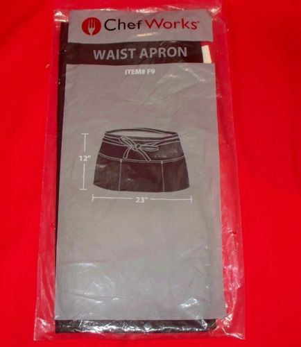 Chef Works F9 3-Pocket Black Waist Apron - New!12x23 inches - Free Shipping!