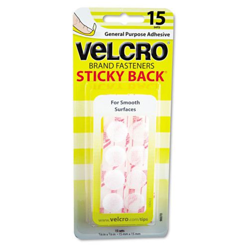 Velcro Sticky-Back Hook And Loop Dot Fasteners On Strips 5/8 Dia. BLK 15 Sets/PK