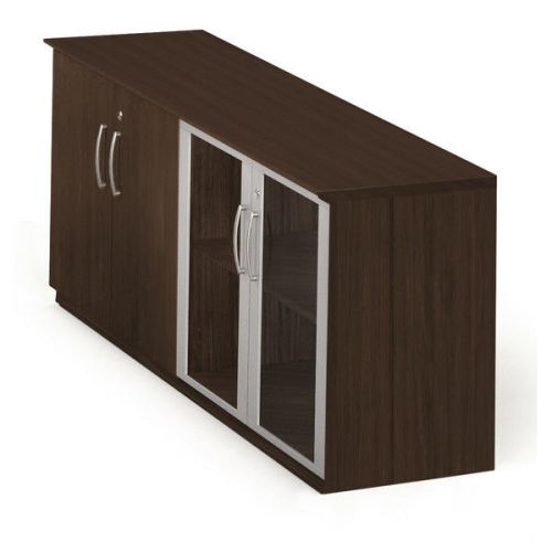 Contemporary Wood Credenza Veneer Wood Laminate Lateral Filing Cabinet Mocha