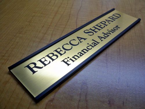 Custom Engraved 2x8 Door Sign Name Plate / Personalized Customized Brushed Gold
