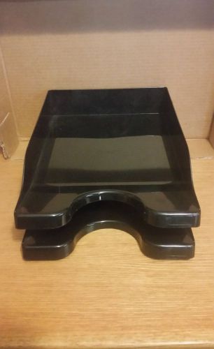 Solid Black Stackable Letter Trays (set of 2) NEW