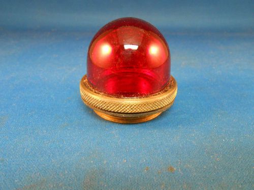 MS17374-2 RED STOVEPIPE STYLE LENS LIGHT, GLASS W/ BRASS BASE,  NEW OLD STOCK