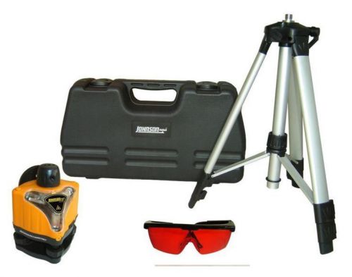 Johnson rotary laser level kit w tripod, safety glasses, case split beam laser for sale