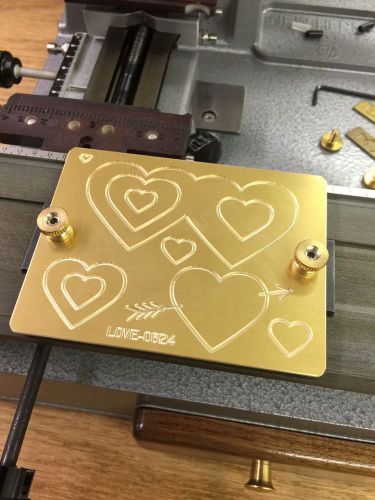 MULTI LOVE HEARTS SOLID BRASS MASTER ENGRAVING PLATE FOR NEW HERMES FONT TRAY