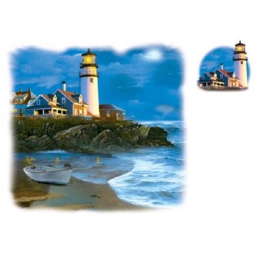 Beach Lighthouse HEAT PRESS TRANSFER for T Shirt Tote Sweatshirt Quilt Fabr 747k