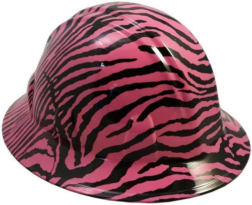 Hydro dipped full brim hard hat with ratchet suspension- pink zebra for sale