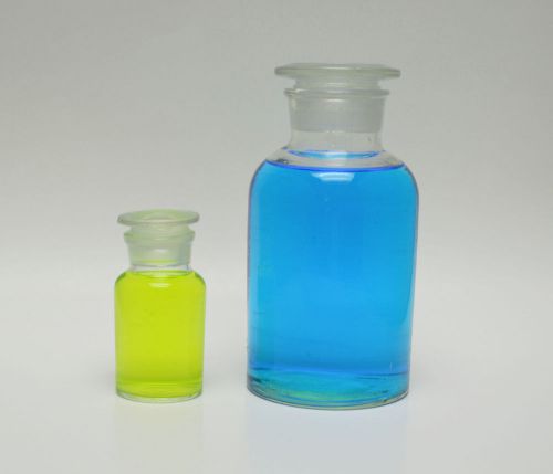 Reagent bottles jars 125ml 1000 ml wide mouth clear w/ glass stopper lab new for sale