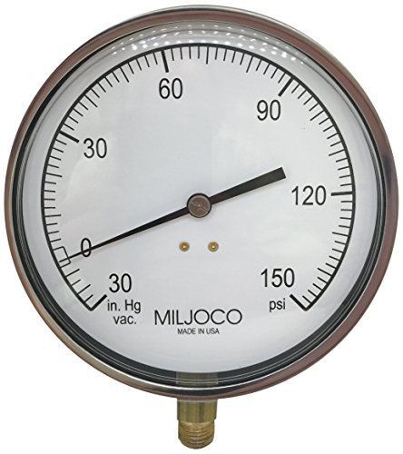 Miljoco p4598l006 pressure gauge, 30&#034;hg-0-160 psi for sale