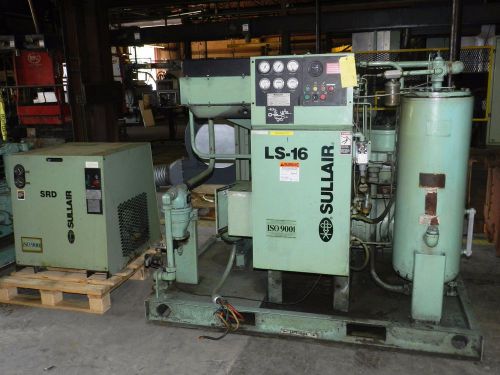 Sullair 75 hp rotary screw air compressor ls16-75h acac w/ dryer for sale