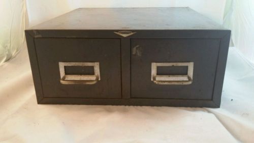 Cole steel metal desktop 4x6 card file military industrial 2 drawer cabinet for sale