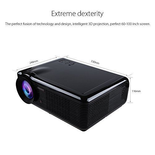 DBPOWER HD LED Home Theater Projector 1080P with 2*HDMI/2*USB/VGA/ AV/TV Support