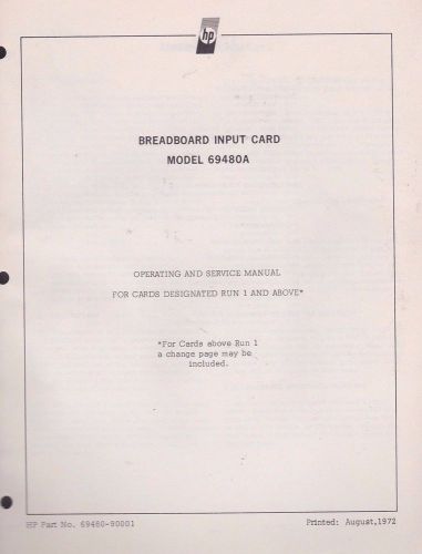 HP operating service manual breadboard input card model 69480A Hewlett Packard