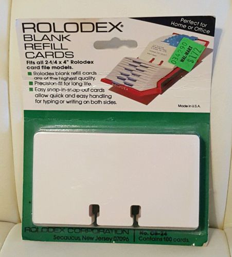 Rolodex Blank Refill Cards 100 count 2.25&#034;x4&#034; size NIP
