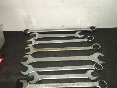 8 LARGE COMBNATION WRENCHES, PROTO, BILLING, AND MORE