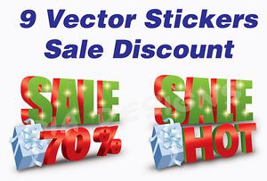 Sale Promotional Discount Stickers / Labels Vector Pack Vol.2 PRINT READY