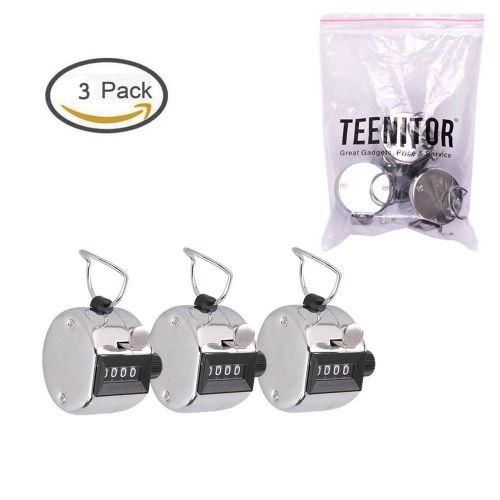 Handheld Tally Counter Teenitor Metal Compact 4 Digit Number Clicker Golf Spo...