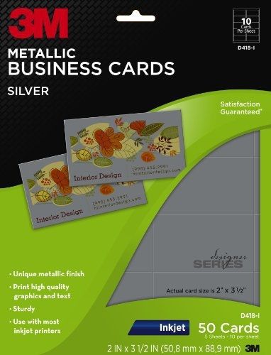 3M Business Cards, Metallic, Silver, 2 x 3 1/2 Inches (D418-I)