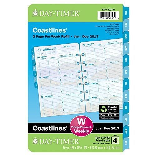 Day-timer weekly planner refill 2017, 2 page per week, loose leaf, 5-1/2 x for sale