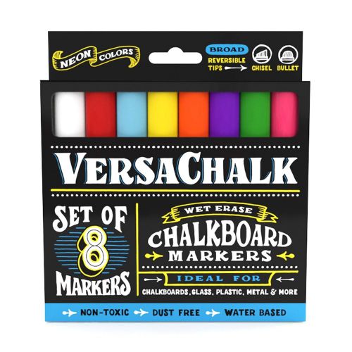 Chalkboard Chalk Markers by VersaChalk (8-Pack)| Dust Free Water-Based Non-To...