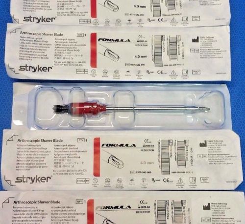 Lot of 5, Stryker 0375-542-000 Formula Resector 4.0mm, Arthroscopic Shaver Blade