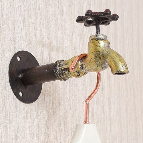 Vintage Country Style Iron Art Clothing Display Rack Wall Mounted Water Tap Hook