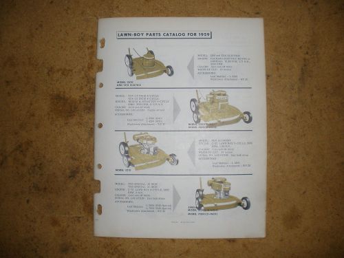 Vintage Lawn Boy 1959 Parts Catalog Gas Engine Mower Identification Manual Book