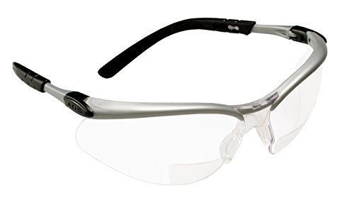 3m reader +2.5 diopter safety glasses silver/black frame clear lens new for sale