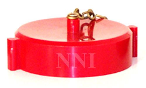 3&#034; od fire hose valve hydrant standpipe cap &amp; chain red polycarbonate for sale