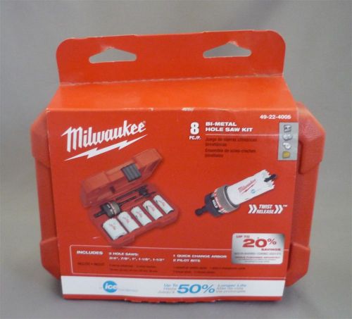 New milwaukee 49-22-4005 8 piece hole saw kit bi metal ice hardened with case for sale