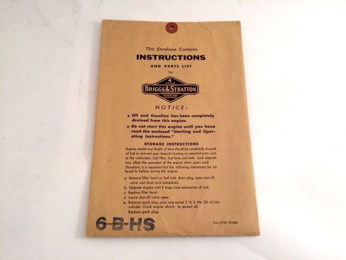 Briggs &amp; Stratton 6B-HS Operating Instructions Manual