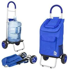 Trolley Dolly Shopping Grocery Foldable Cart Blue