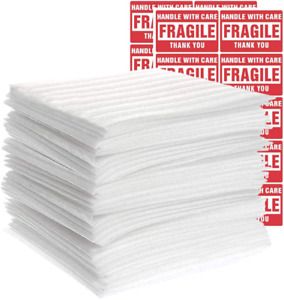 Foam Wrap Sheets For Moving Shipping Packing Supplies With 20 Fragile Labels 50P