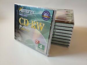 NEW Memorex CD-RW Platinum 650MB 74 min CD-RW High Quality Recordable CD 9 Pack